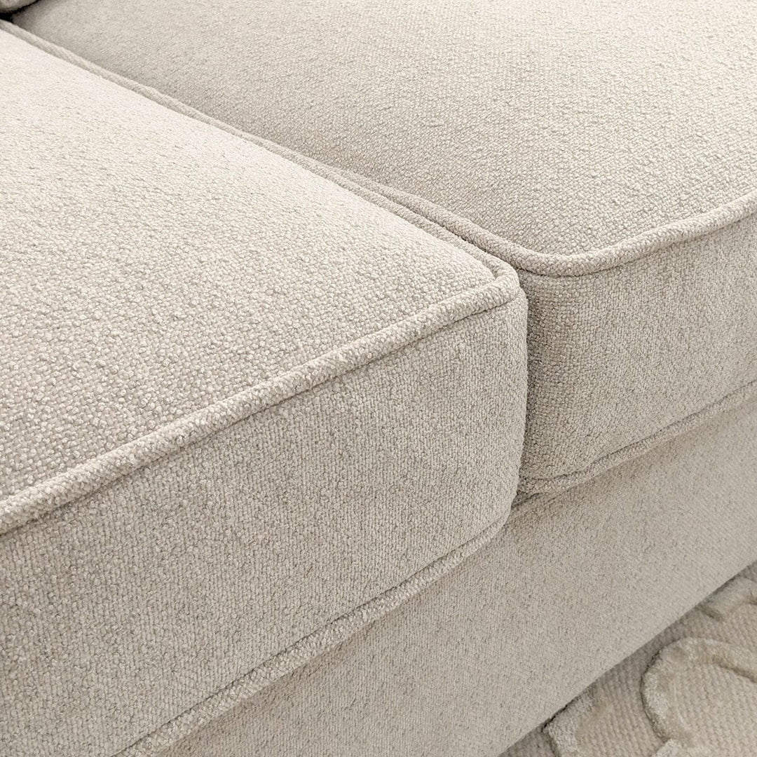 The Rubin Premium Corner Lounger Sofa in Taupe Pebble Boucle Fabric - Belmont Interiors