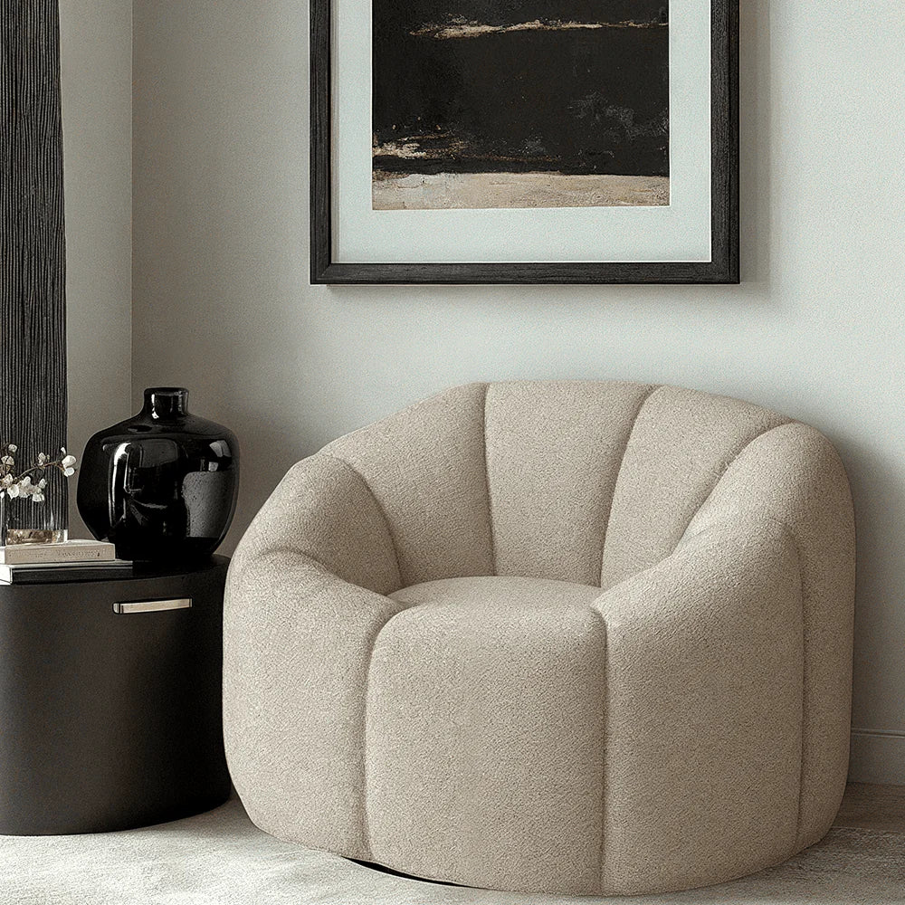 Madison Designs Nao Buff Bouclé Swivel Chair