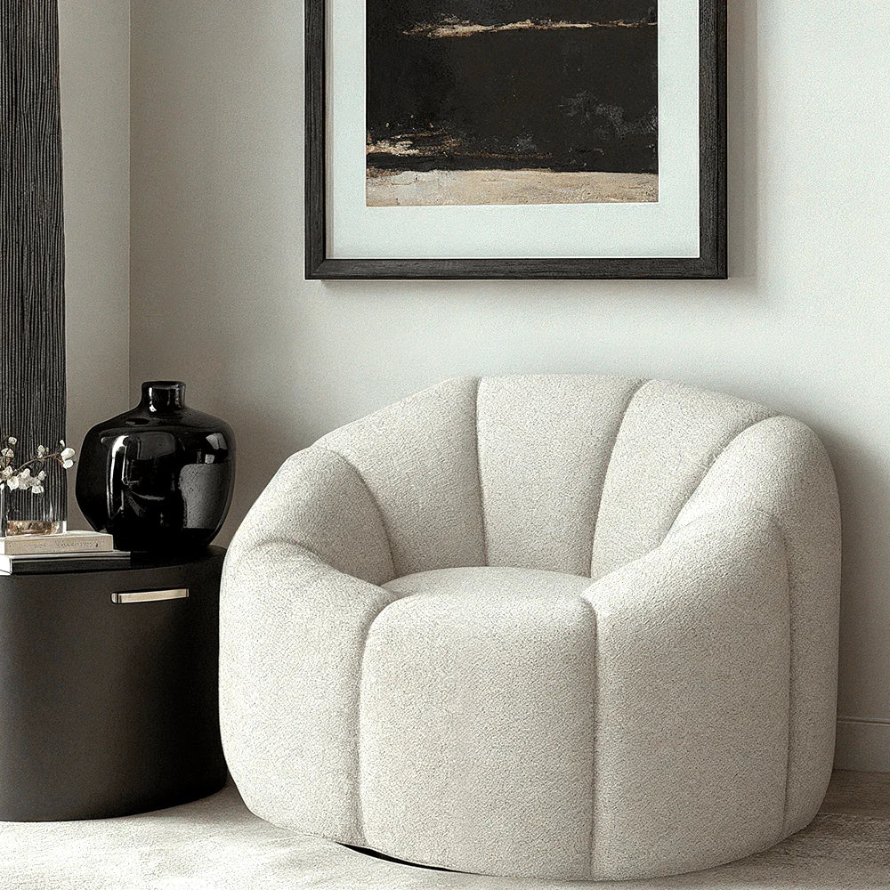 Madison Designs Nao Ivory Bouclé Swivel Chair