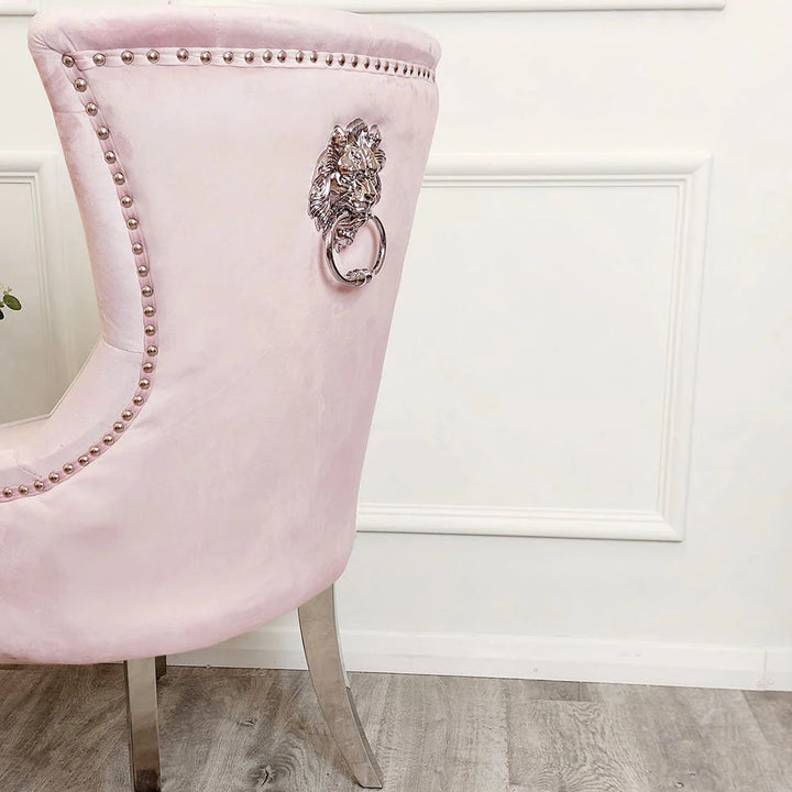 Louis Marble Dining Table + Pink Megan Chairs + Bench - Belmont Interiors