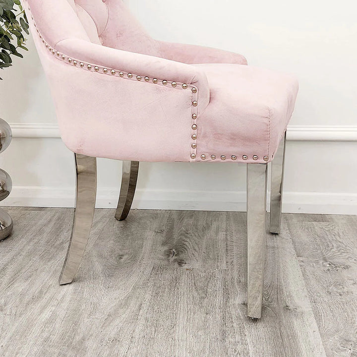 Louis Marble Dining Table + Pink Megan Chairs + Bench - Belmont Interiors