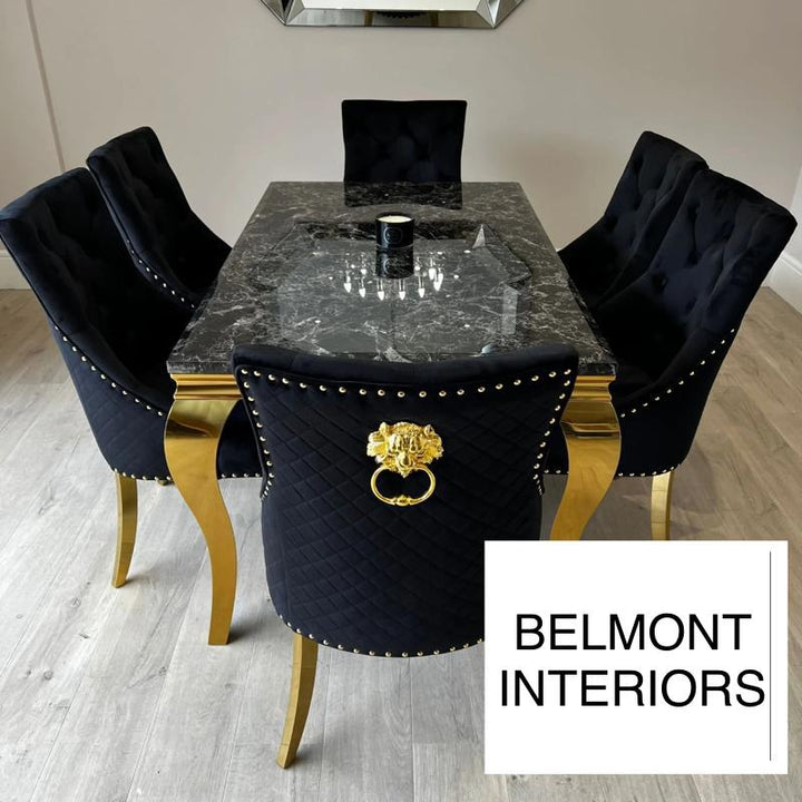 Louis 150cm Marble & Gold Dining Table - 5 Colours - Belmont Interiors