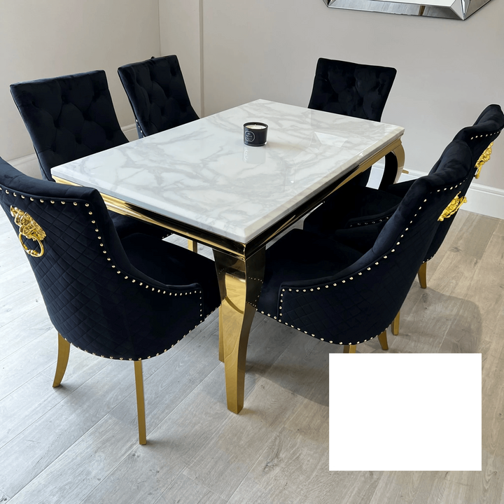 Louis 150cm Marble & Gold Dining Table - 5 Colours - Belmont Interiors