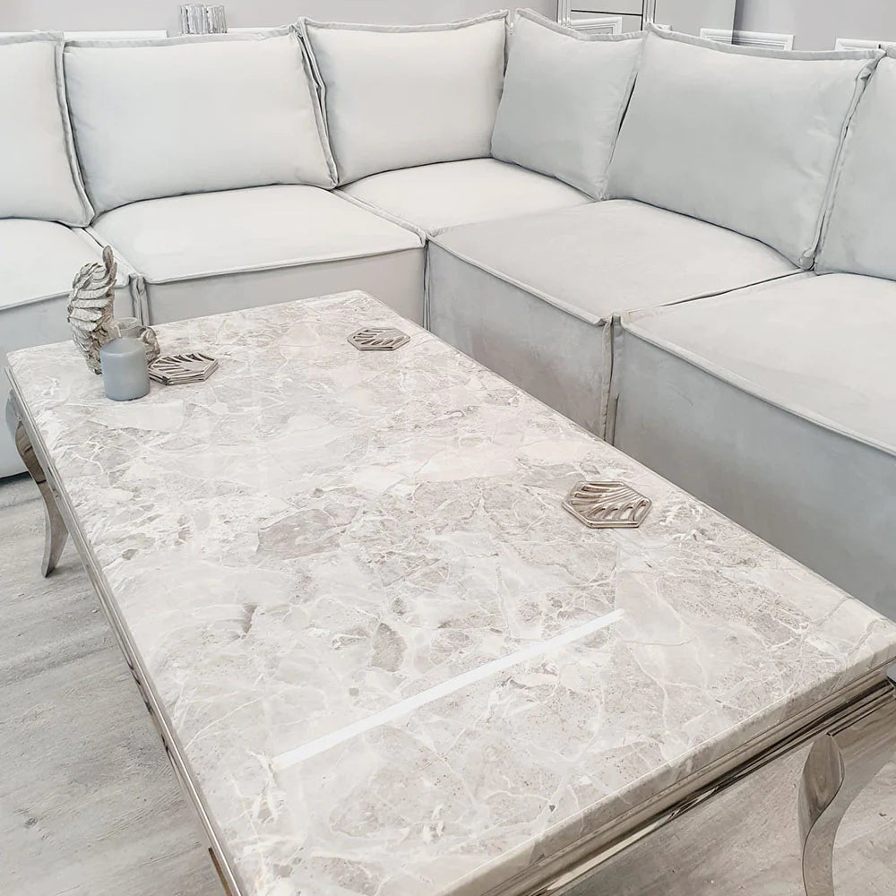 Louis Grey Marble Coffee Table - Belmont Interiors