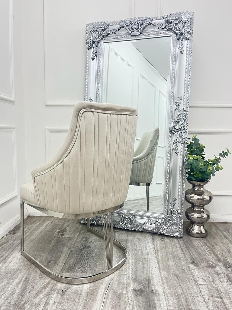 Louis Marble & Chrome Dining Table With Carlton Velvet Chairs - Belmont Interiors