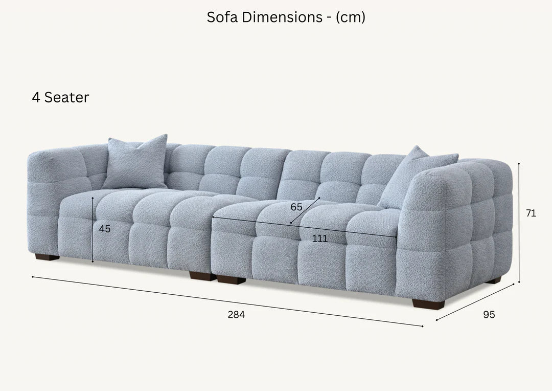 The Tribeca Ivory Oatmeal Boucle 4 Seater Premium Bubble Sofa