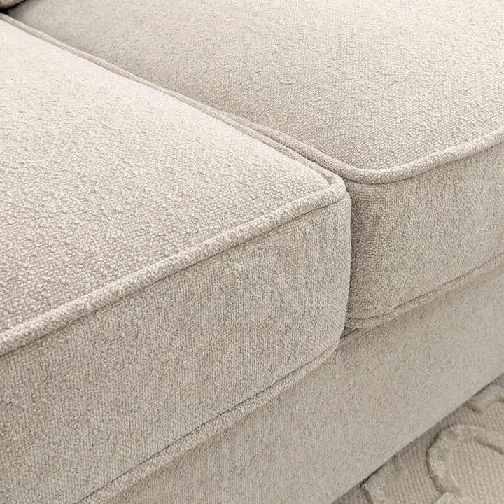 The Rubin Premium Corner Lounger Sofa in Taupe Pebble Boucle Fabric