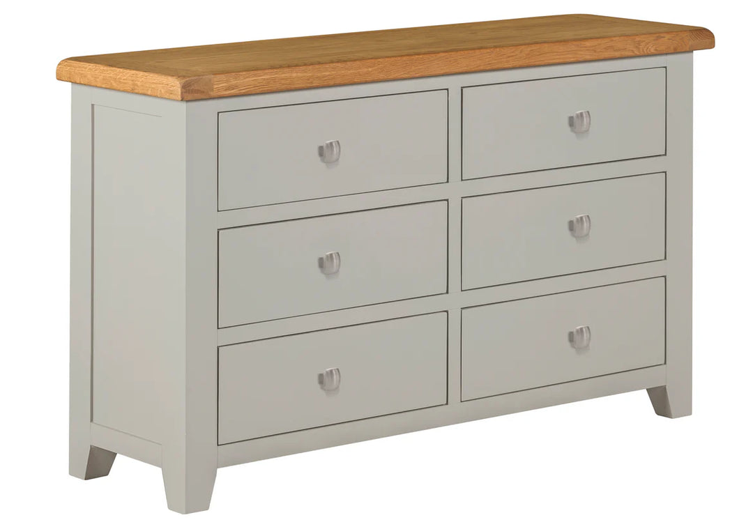 Luccia Grey Solid Oak 6 Drawer Chest of Drawers