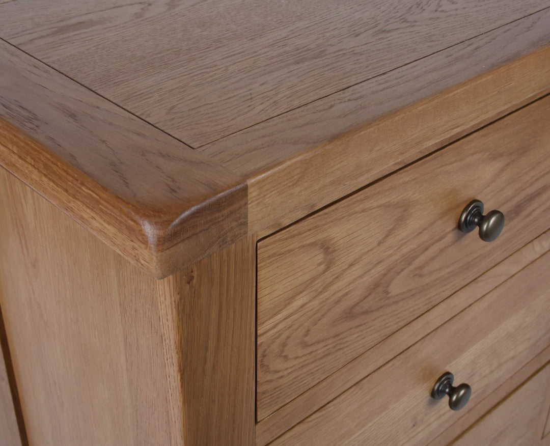 Torino Solid Oak 6 Drawer Chest of Drawers with beveled edge