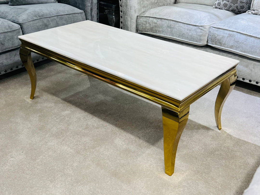 Louis Cream & Gold Frame Marble Coffee Table