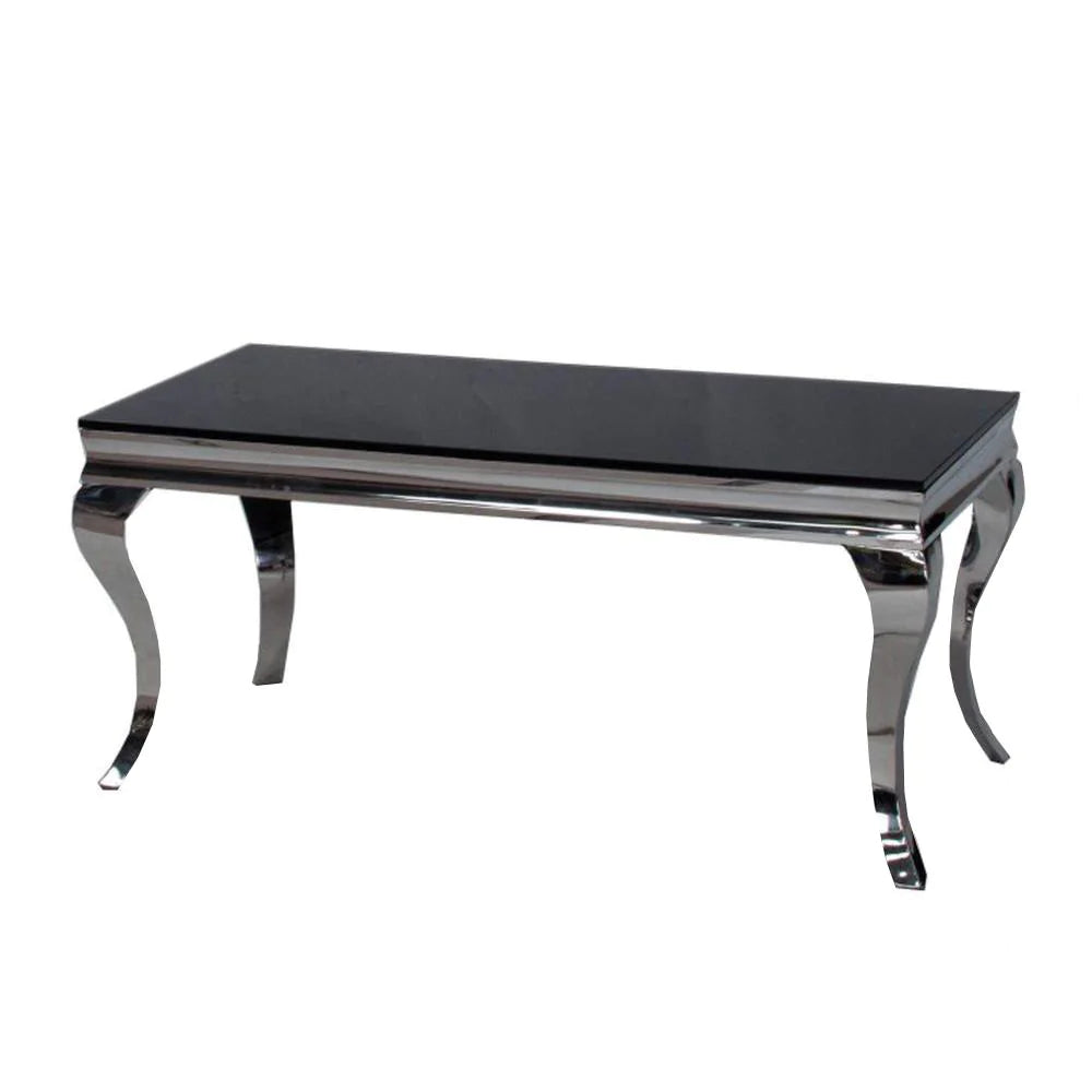 Louis White Tempered Glass & Chrome 130cm Coffee Table - Belmont Interiors