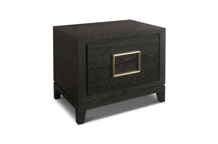 Berkeley Designs 2 Drawer Lucca Bedside Table in Dark Brown Oak Veneer