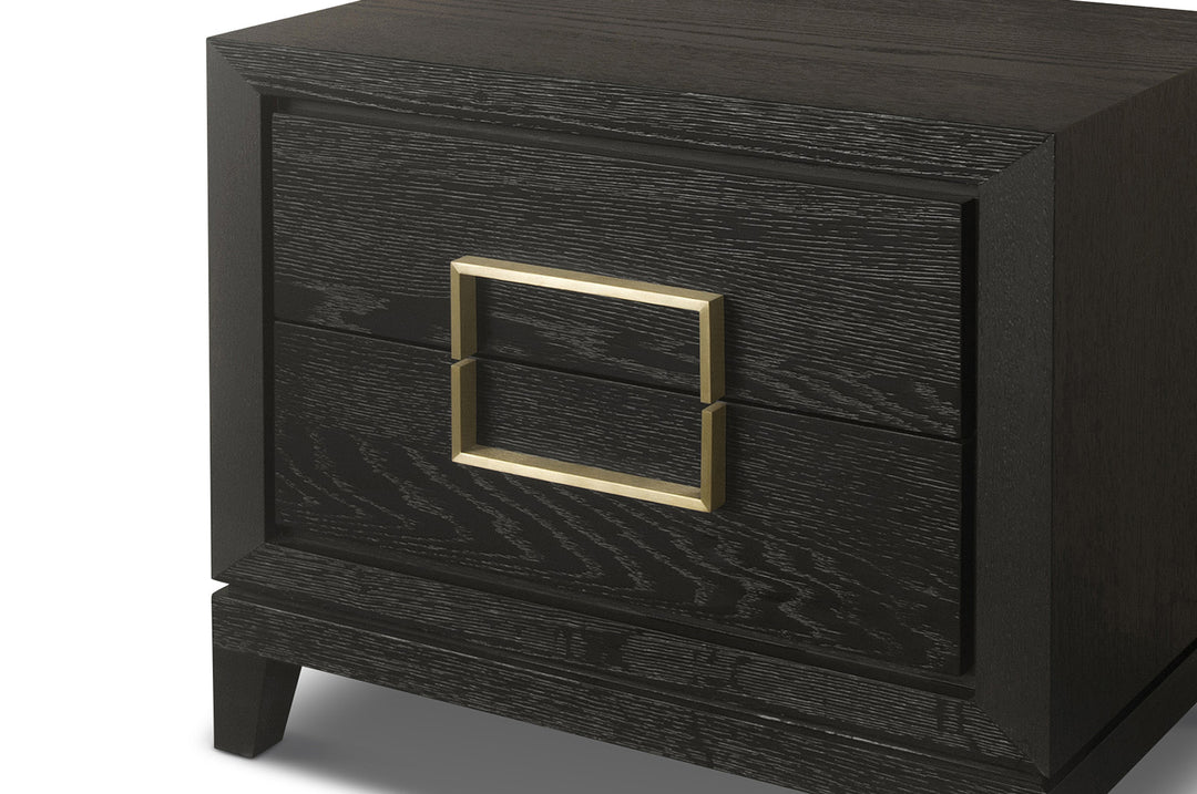 Berkeley Designs 2 Drawer Lucca Bedside Table in Dark Brown Oak Veneer