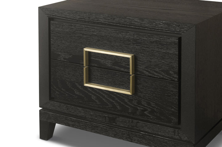 Berkeley Designs 2 Drawer Lucca Bedside Table in Dark Brown Oak Veneer