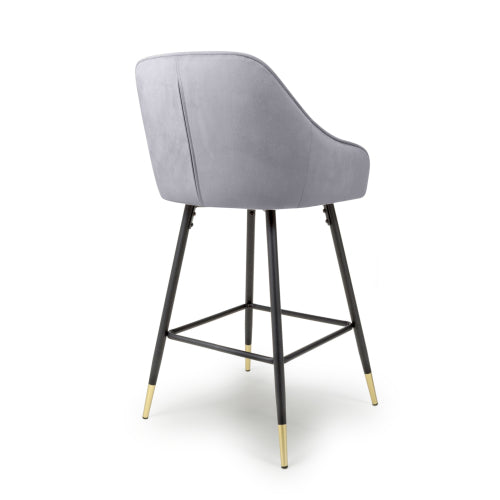 Sierra Brushed Velvet Grey Bar Stool - Belmont Interiors