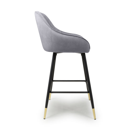 Sierra Brushed Velvet Grey Bar Stool - Belmont Interiors