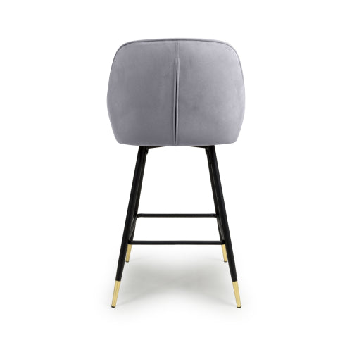 Sierra Brushed Velvet Grey Bar Stool - Belmont Interiors