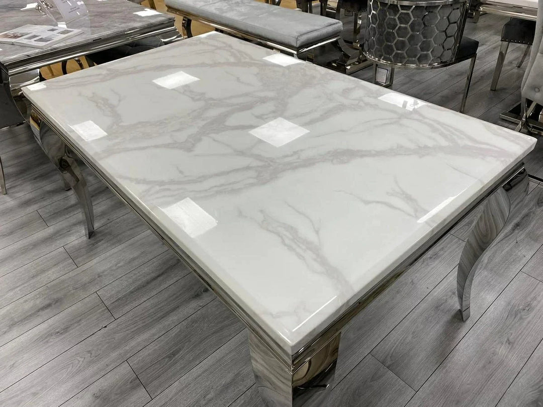 Louis 180cm White Marble Dining Table Only