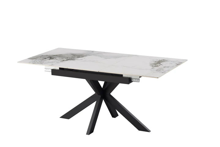 Nova 140-180cm White Ceramic Marble Extending Dining Table