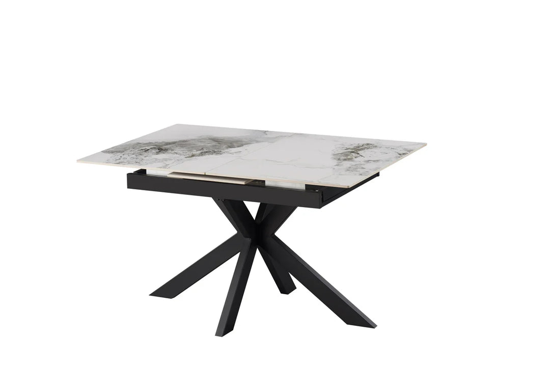 Nova 140-180cm White Ceramic Marble Extending Dining Table