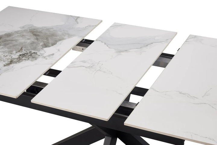 Nova 140-180cm White Ceramic Marble Extending Dining Table