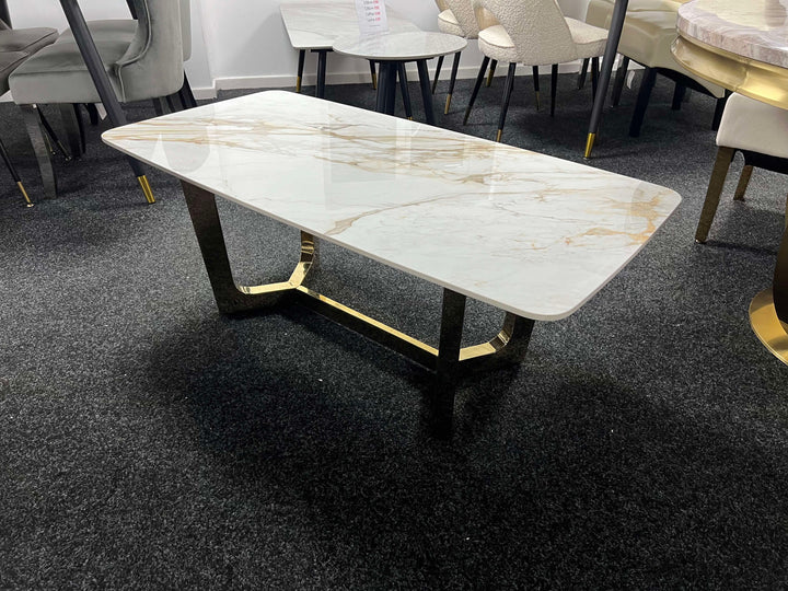 Lucien 120cm Gold Ceramic Coffee Table