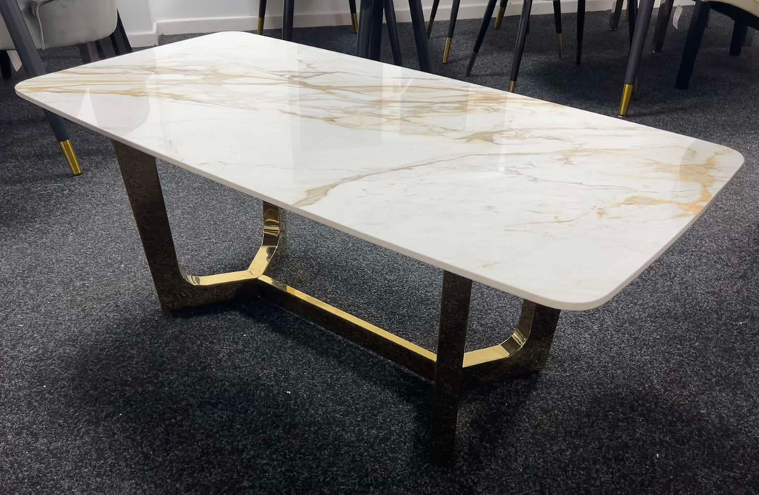 Lucien 120cm Gold Ceramic Coffee Table