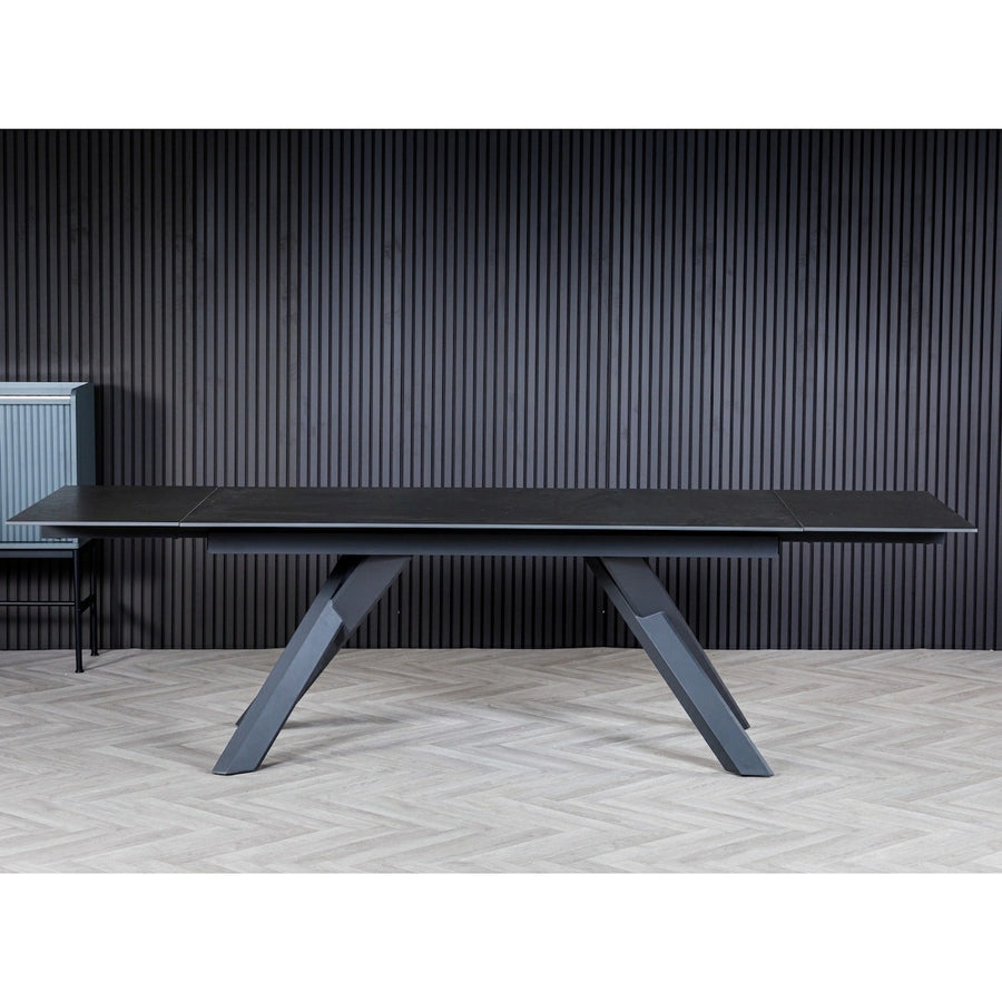 Caso 180-280cm Dark Grey Ceramic Marble Side Extending Dining Table - Belmont Interiors