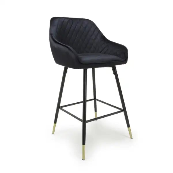 Sierra Brushed Velvet Black Bar Stool - Belmont Interiors