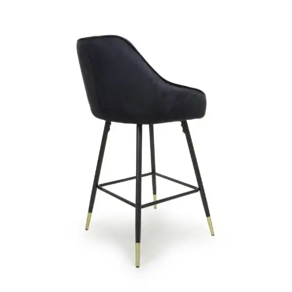 Sierra Brushed Velvet Black Bar Stool - Belmont Interiors