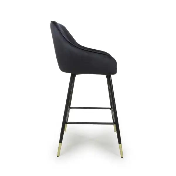 Sierra Brushed Velvet Black Bar Stool - Belmont Interiors