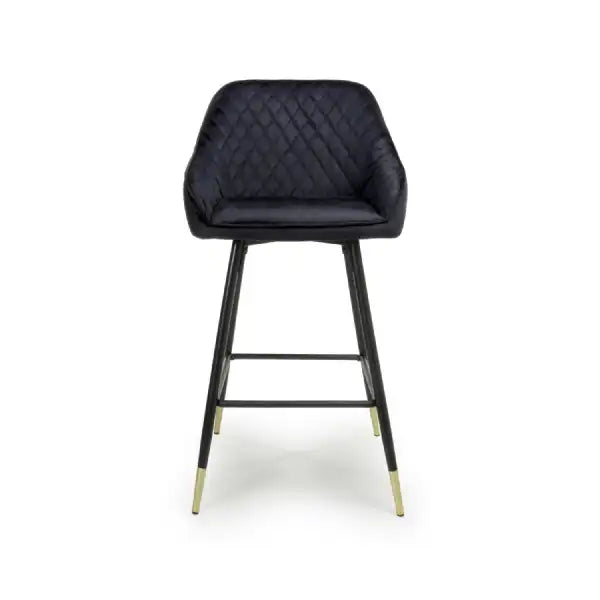 Sierra Brushed Velvet Black Bar Stool - Belmont Interiors