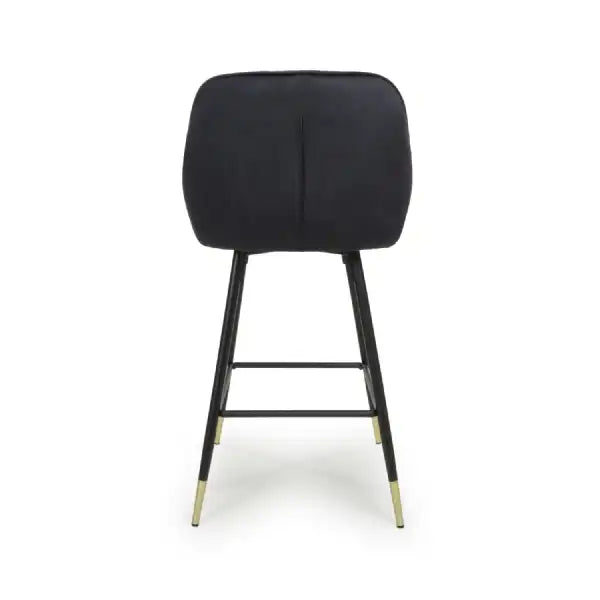 Sierra Brushed Velvet Black Bar Stool - Belmont Interiors