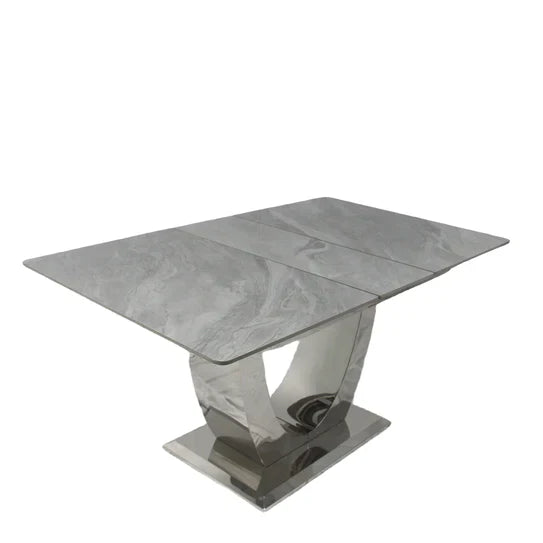 Arial 1.6-2.0m Extending Grey Ceramic Marble Dining Table - Belmont Interiors