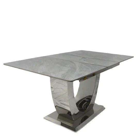 Arial 1.6-2.0m Extending Grey Ceramic Marble Dining Table - Belmont Interiors