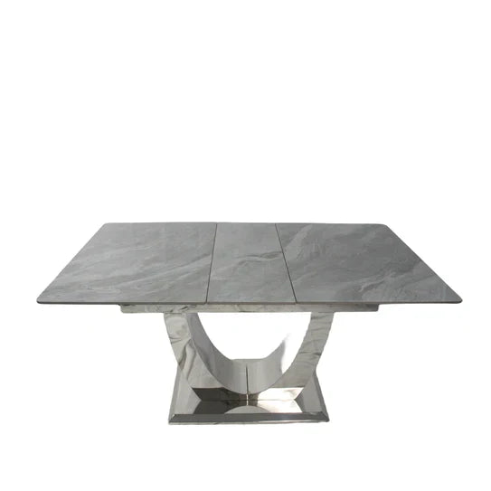 Arial 1.6-2.0m Extending Grey Ceramic Marble Dining Table - Belmont Interiors