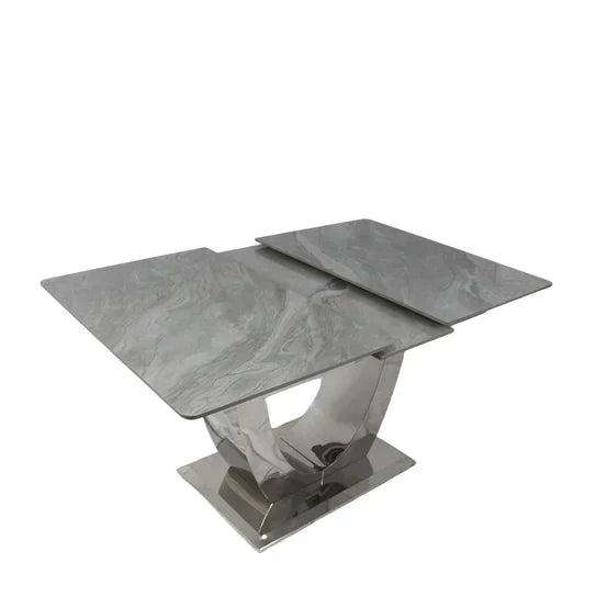 Arial 1.6-2.0m Extending Grey Ceramic Marble Dining Table - Belmont Interiors