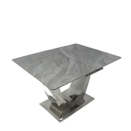 Arial 1.6-2.0m Extending Grey Ceramic Marble Dining Table - Belmont Interiors