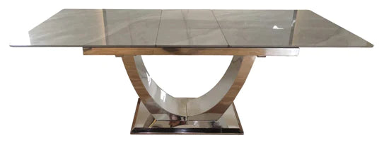 Arial 1.6-2.0m Extending Grey Ceramic Marble Dining Table - Belmont Interiors