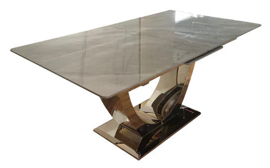 Arial 1.6-2.0m Extending Grey Ceramic Marble Dining Table - Belmont Interiors