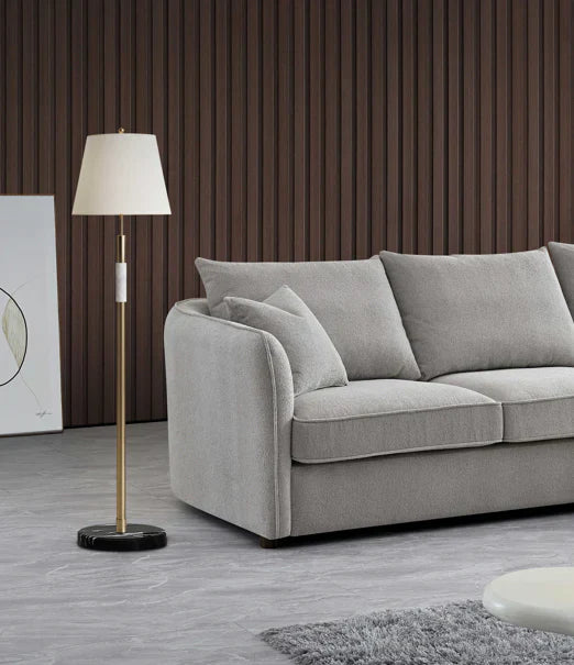 The Rubin Premium Corner Lounger Sofa in Taupe Pebble Boucle Fabric - Belmont Interiors