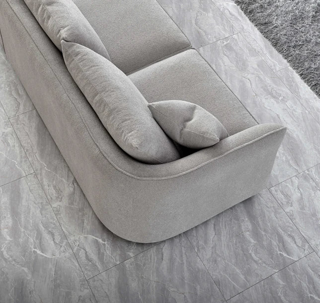 The Rubin Premium Corner Lounger Sofa in Taupe Pebble Boucle Fabric - Belmont Interiors