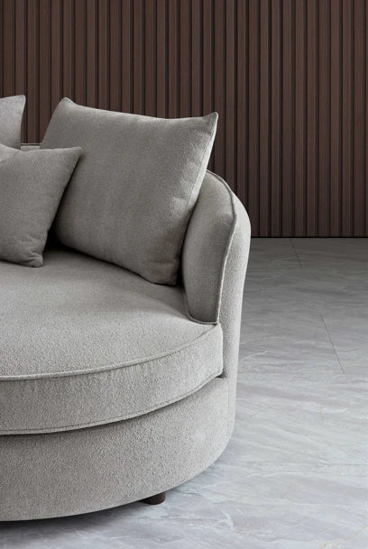 The Rubin Premium Corner Lounger Sofa in Taupe Pebble Boucle Fabric - Belmont Interiors