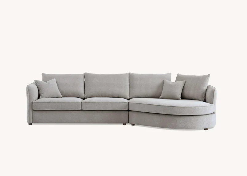 The Rubin Premium Corner Lounger Sofa in Taupe Pebble Boucle Fabric - Belmont Interiors