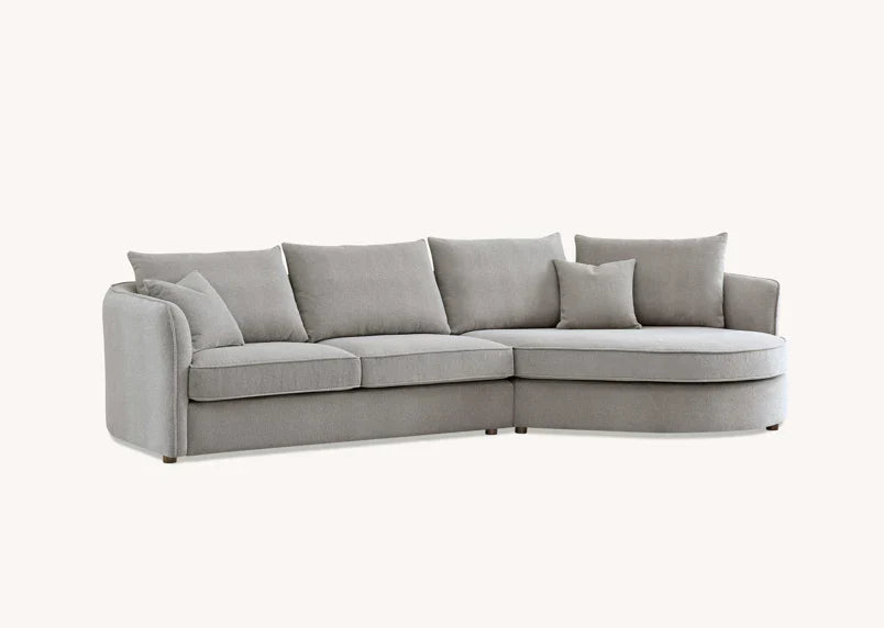 The Rubin Premium Corner Lounger Sofa in Taupe Pebble Boucle Fabric - Belmont Interiors