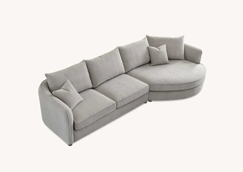 The Rubin Premium Corner Lounger Sofa in Taupe Pebble Boucle Fabric - Belmont Interiors