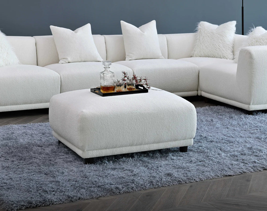 The Lottie Polar White Boucle Corner Premium Modular Sofa in White Boucle Fabric - Belmont Interiors