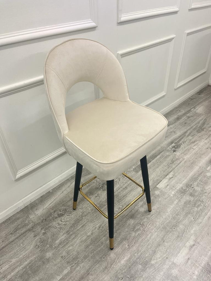 Astra Cream Black & Gold Bar Stool - Belmont Interiors