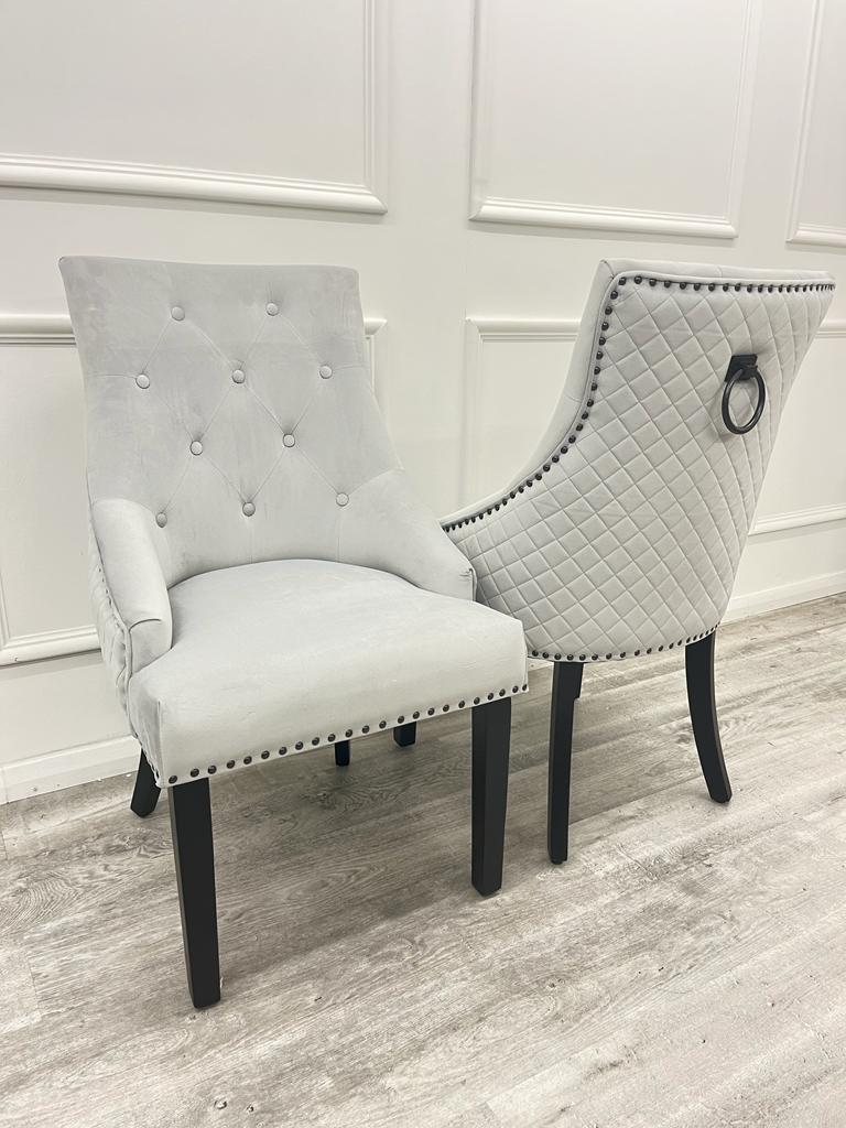 Bentley Light Grey and Black Dining Chair - Belmont Interiors