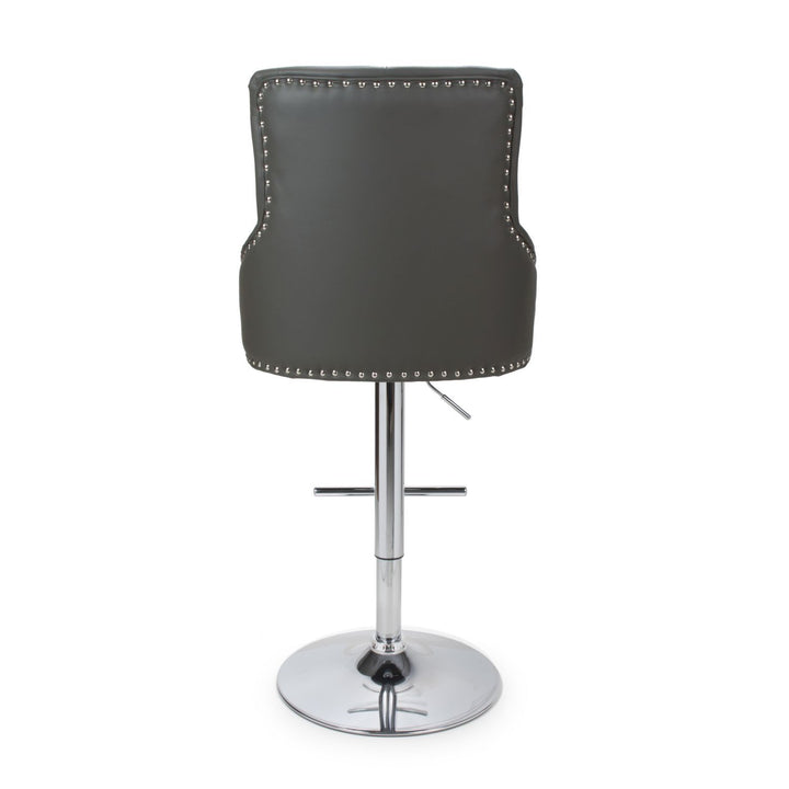 Knox Leather Effect Graphite Grey Bar Stool - Grey - Belmont Interiors